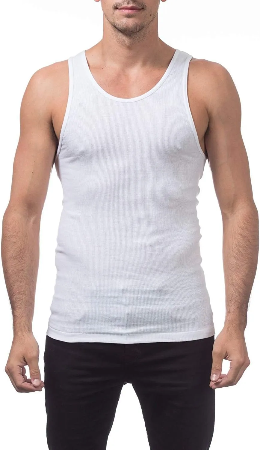 | Men's 100% Cotton Multipack Classic Rib Tank Top A-Shirts