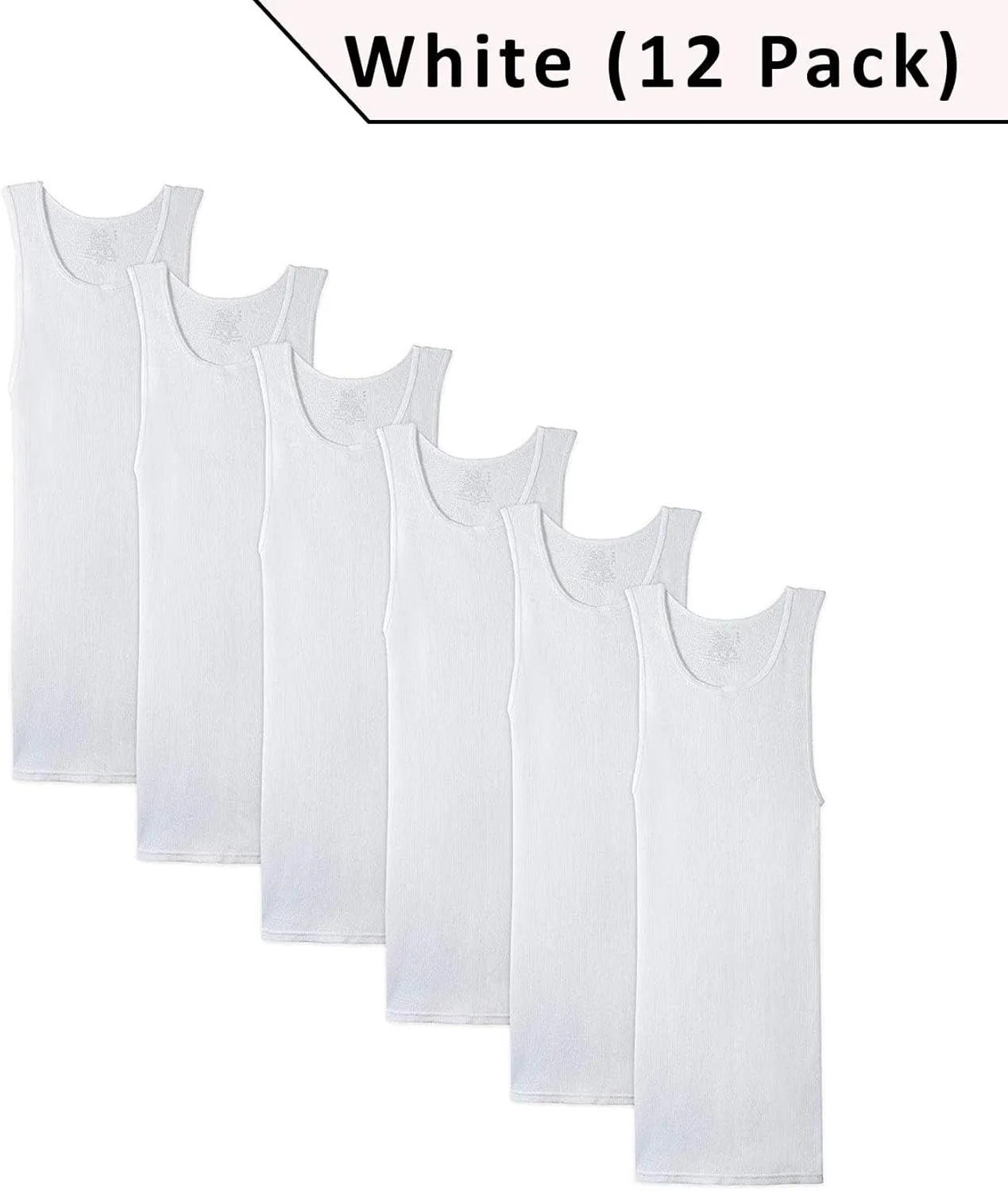 | Men's 100% Cotton Multipack Classic Rib Tank Top A-Shirts