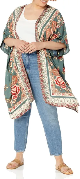Angie Women's Printed Kimono Duster Long Cardigan