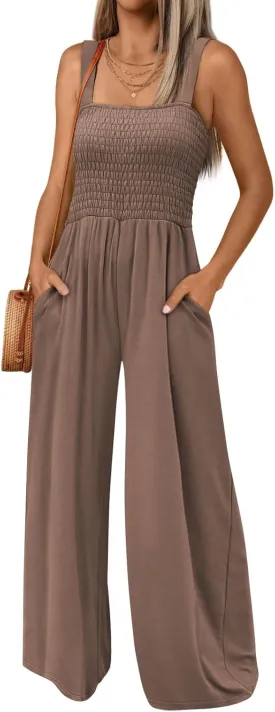 AUTOMET Womens Jumpsuits Casual Jumpers Summer Rompers Sleeveless Loose High Waist Wide Leg Overalls with Pockets 2025