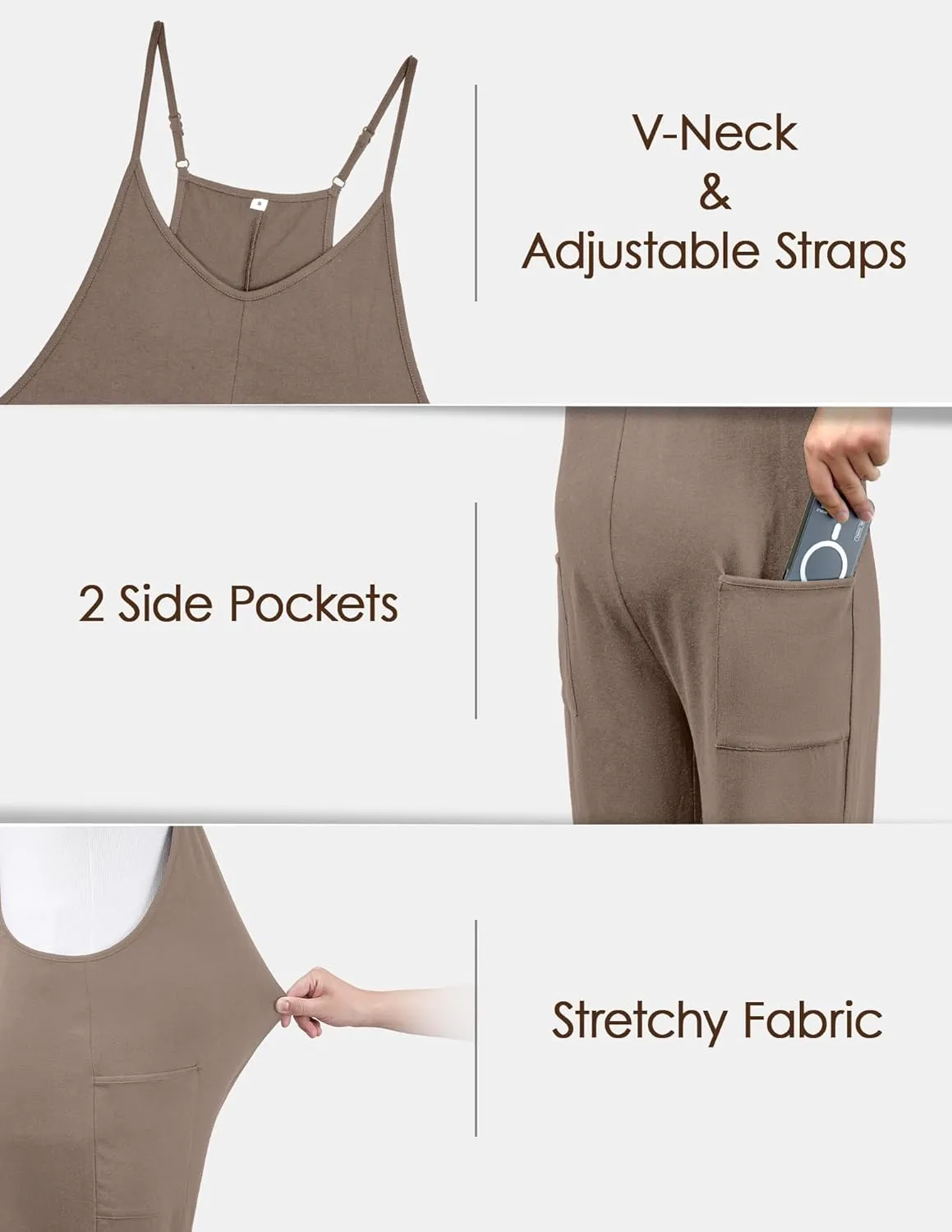 FABRACK Women's Maternity Jumpsuits Loose Adjustable Spaghetti Strap Jogger Overalls Outfits Pregnancy Romper with Pockets