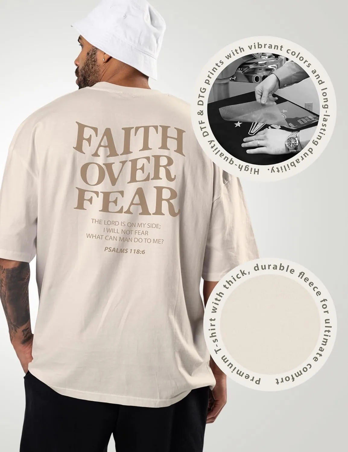 Faith Over Fear Shirt Men - Oversized Christian Religious Shirts - Faith Over Fear Shirts for Women