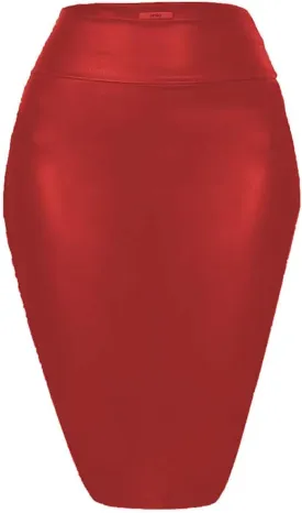 FASHION QUEEN 17 Colors High Waist Bandage Skirt Ladies Faux Leather Midi Skirt