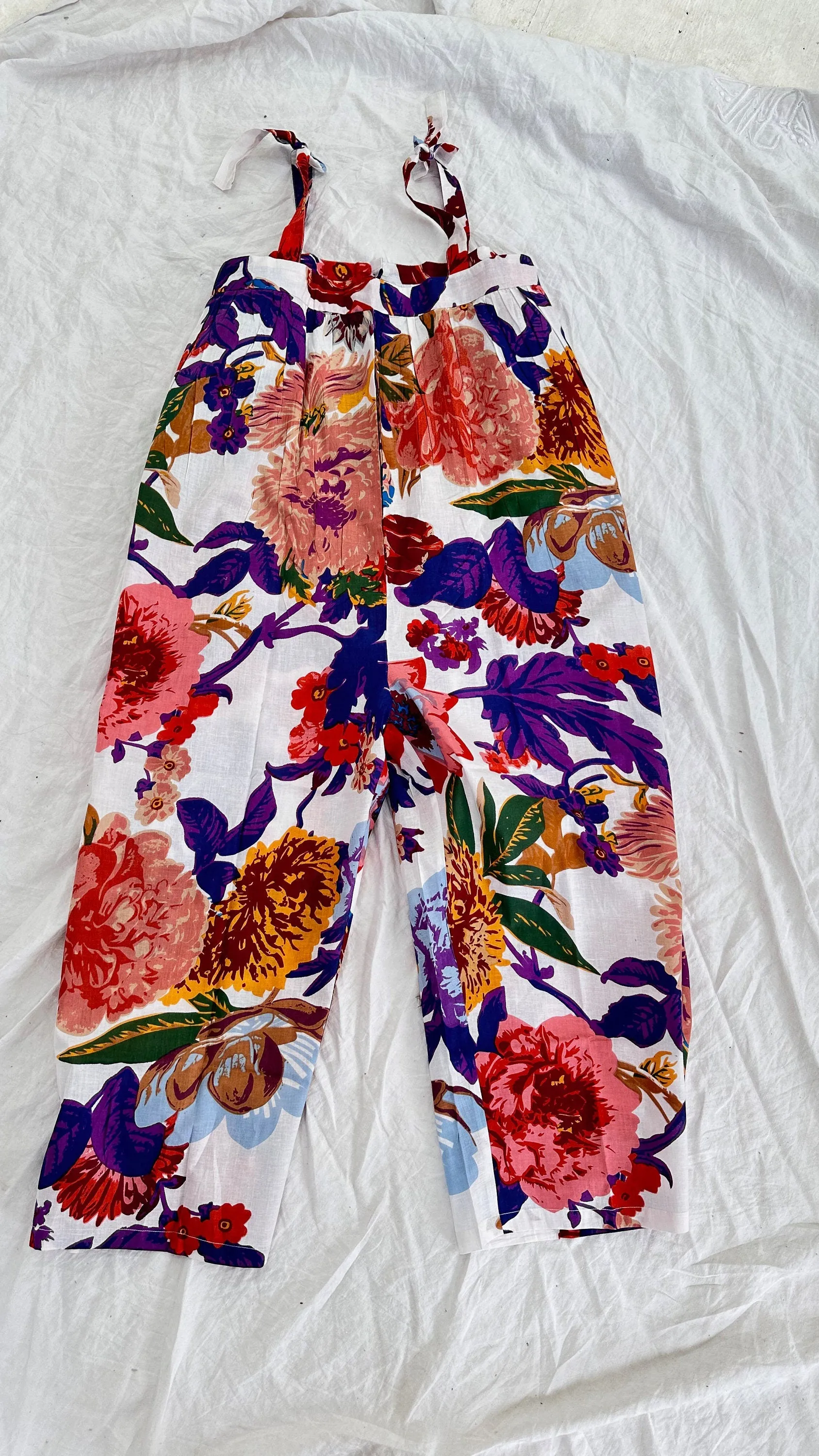 Floral Printed Cotton Overalls. Cotton. One Size