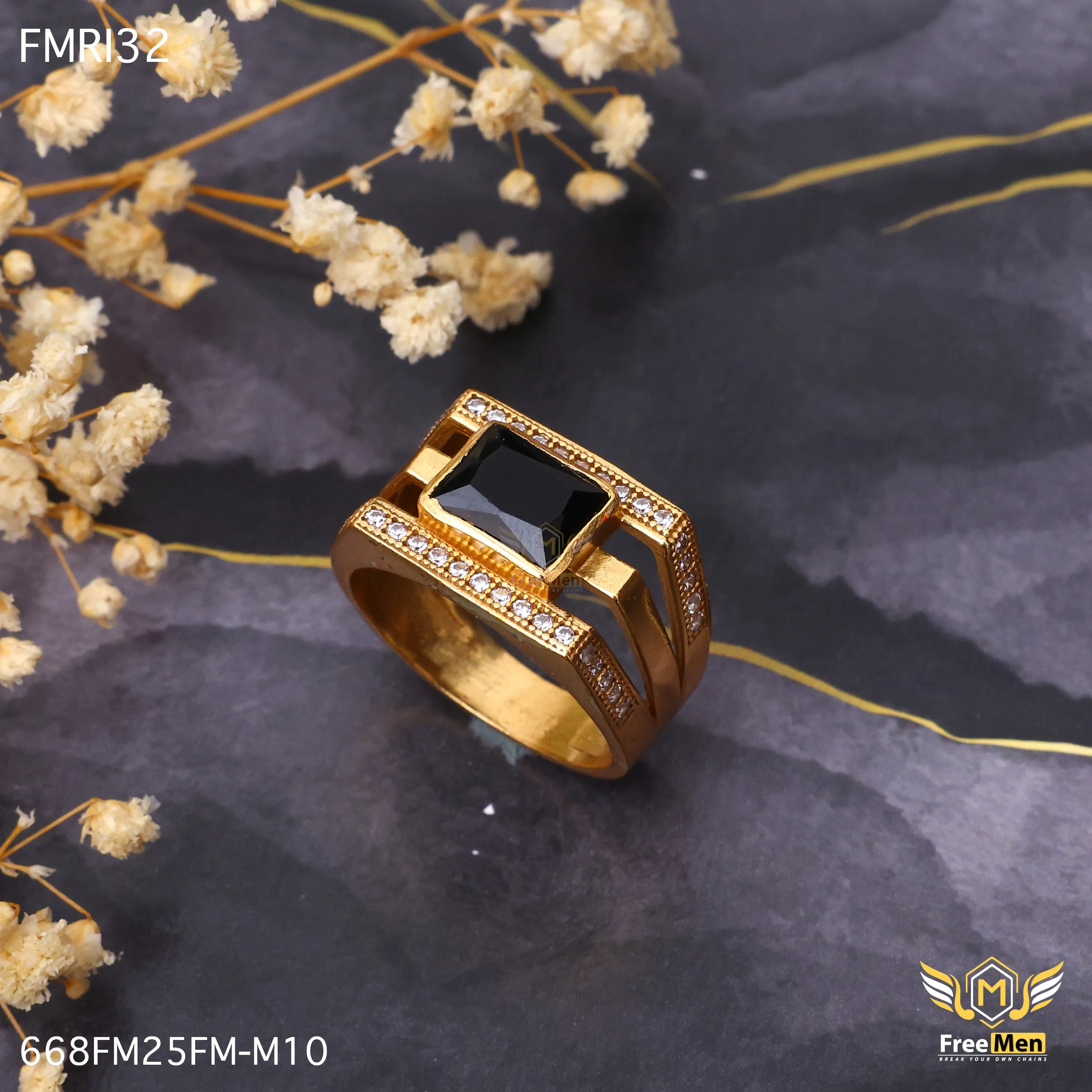 Freemen Girdle Black AD Design Golden Ring - FMRI32