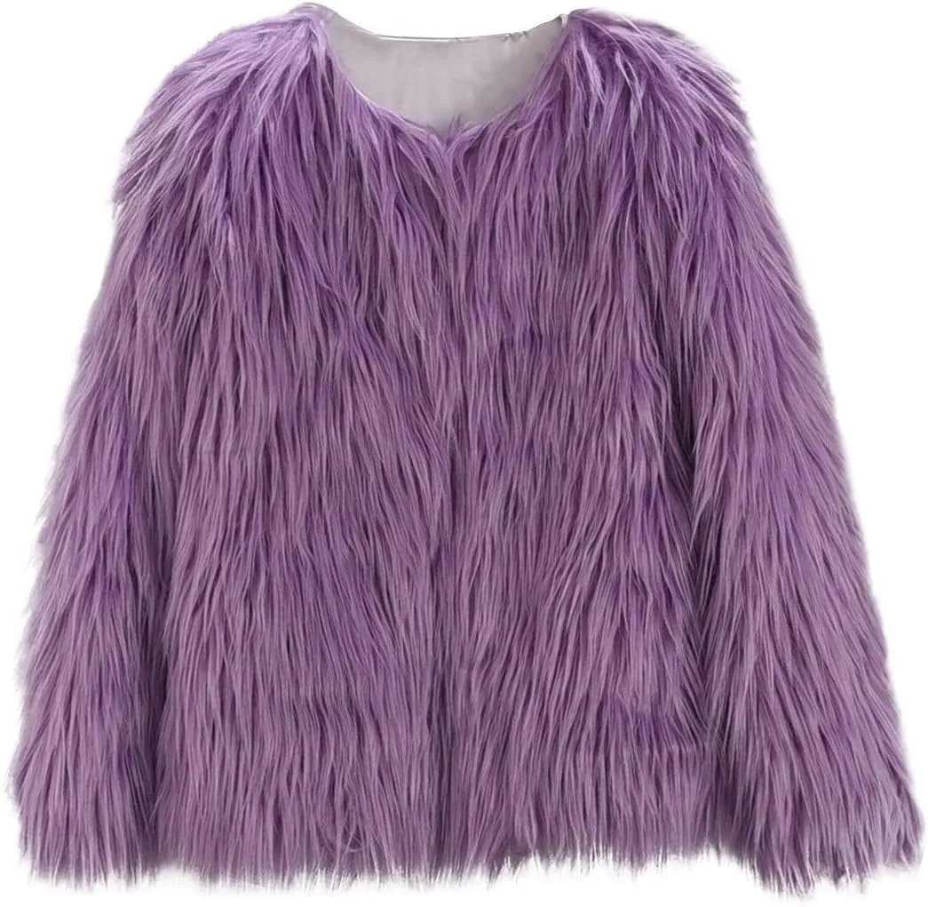 Girls Faux-Fur Jacket Coat Winter Snowday Thick Warm Fashion Cool Clothes 2-10 Years