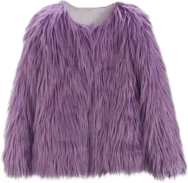 Girls Faux-Fur Jacket Coat Winter Snowday Thick Warm Fashion Cool Clothes 2-10 Years