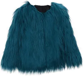 Girls Faux-Fur Jacket Coat Winter Snowday Thick Warm Fashion Cool Clothes 2-10 Years