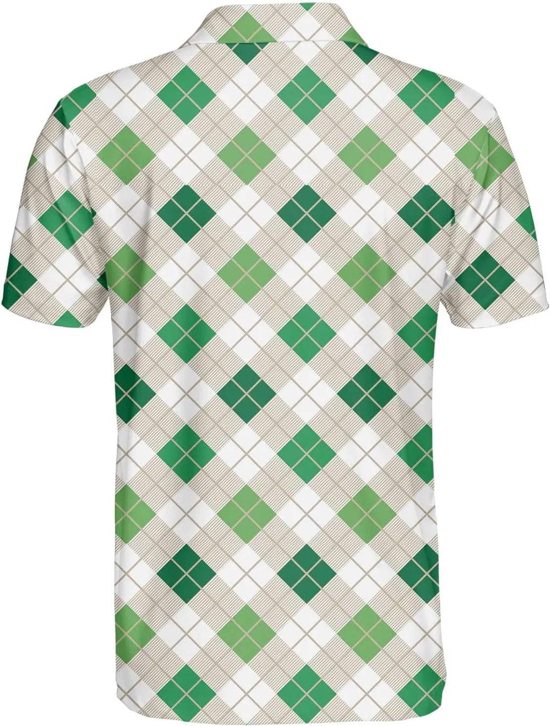 Green Argyle Pattern Diagonal Diamond Polo Shirts for Men Women Men's Golf Shirts Short Sleeve, Lightweight Golf Polos