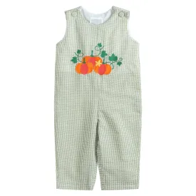 green gingham pumpkin overalls