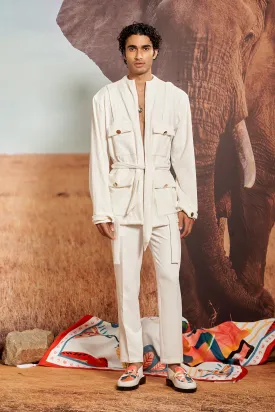 Ivory Corduroy Safari Overshirt
