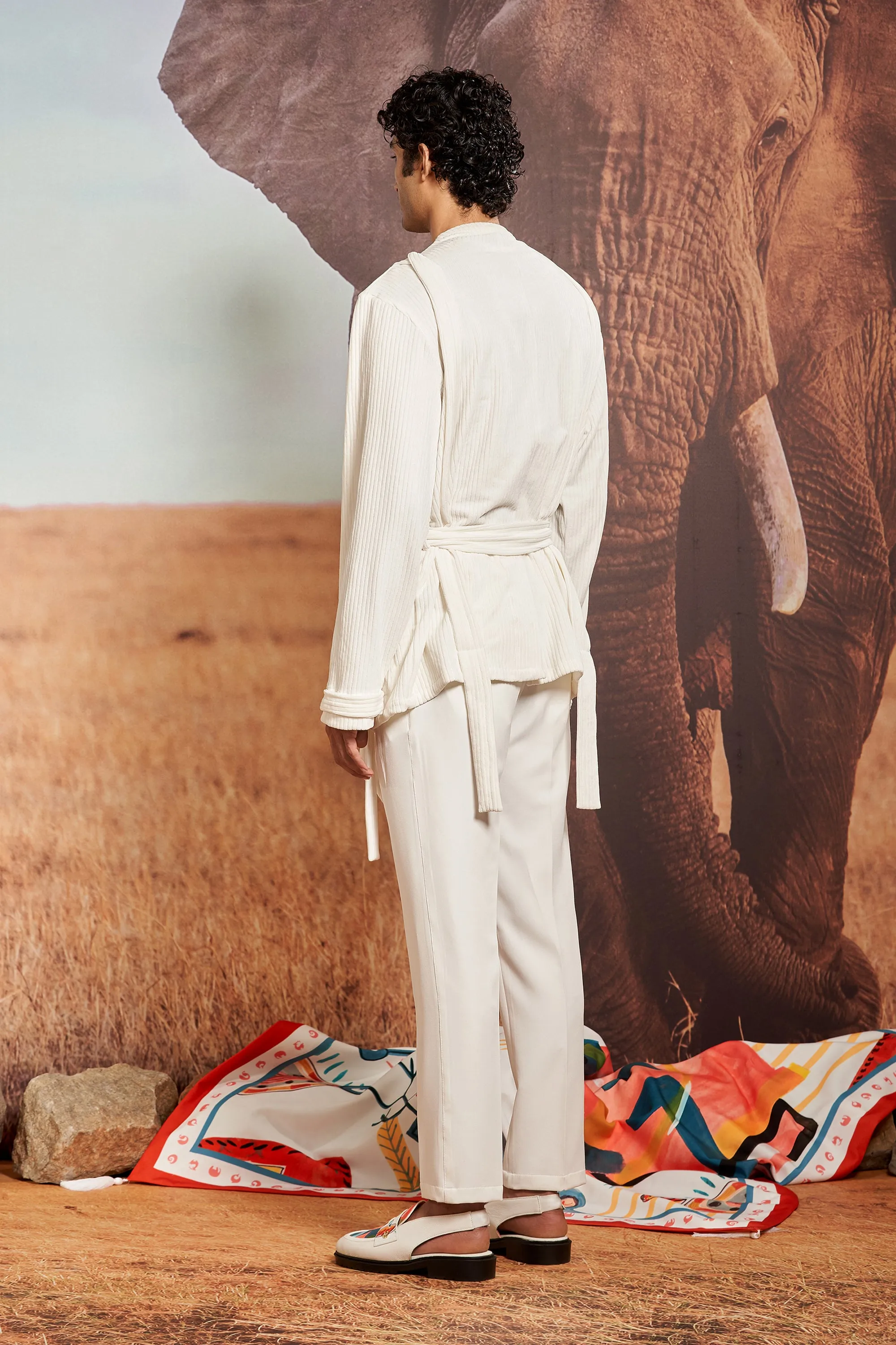 Ivory Corduroy Safari Overshirt