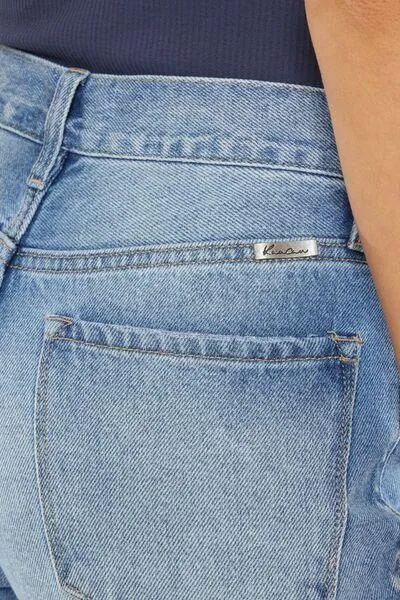 Kancan High Waist Chewed Up Straight Denim