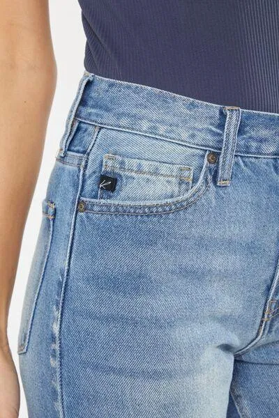Kancan High Waist Chewed Up Straight Denim