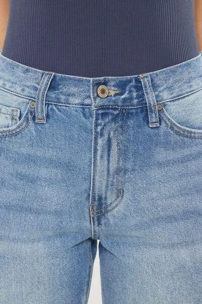 Kancan High Waist Chewed Up Straight Denim