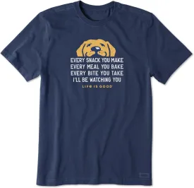 Life is Good. Mens Crusher Tee I'll Be Watching You, Darkest Blue