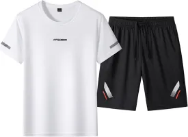 Men's 2 Pieces Linen Set, Casual Short Sleeve Henley Shirts Beach Yoga Short Pants Summer Sweatsuits Joggers Outfits