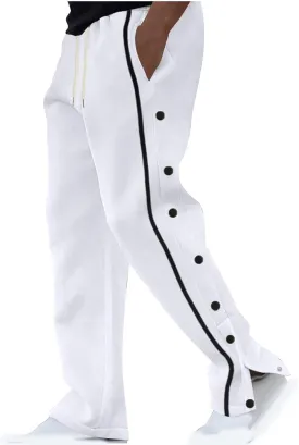 Mens Tear Away Sweatpants Waist Drawstring Elastic Wide Leg Basketball Pants Side Split Snap Baggy Joggers Pants