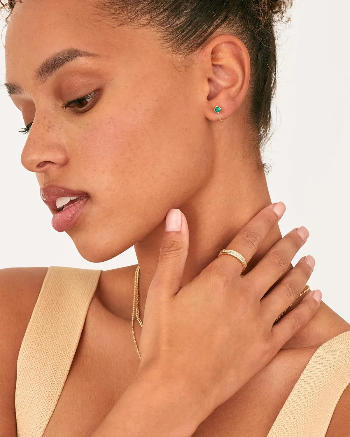 PAVOI 14K Gold 925 Sterling Silver Huggie Half Hoop Earrings for Women | Tiny Boho Colored Cartilage Earring | Blue, Green, Amethyst, Garnet, Black CZ, Turquoise, Opal, Pearl