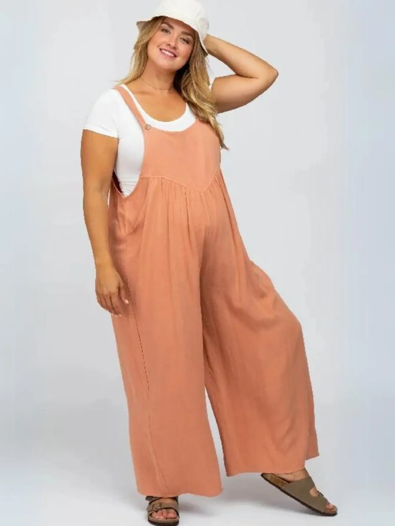 Plus Size Wide Leg Overalls Jumpsuit
