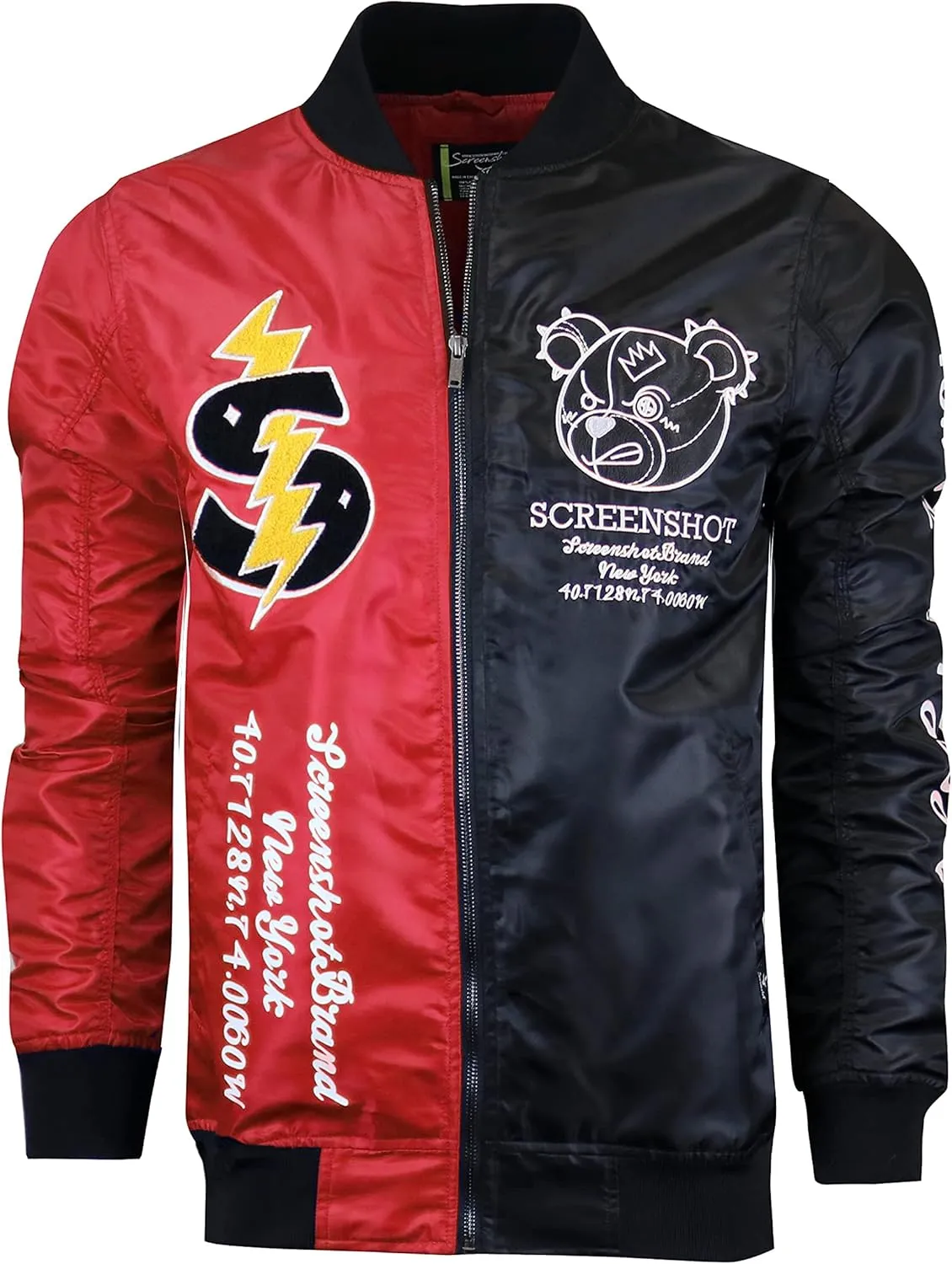 SCREENSHOT Hip-Hop Urban NYC Fashion Bomber Jacket - Modern Outdoor Lightweight Streetwear Graffiti Print Zip Up Top