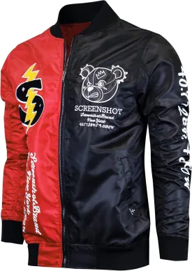 SCREENSHOT Hip-Hop Urban NYC Fashion Bomber Jacket - Modern Outdoor Lightweight Streetwear Graffiti Print Zip Up Top