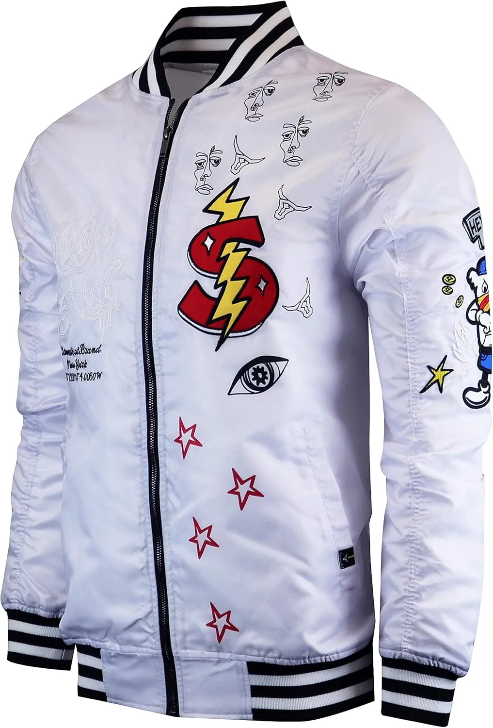 SCREENSHOT Hip-Hop Urban NYC Fashion Bomber Jacket - Modern Outdoor Lightweight Streetwear Graffiti Print Zip Up Top