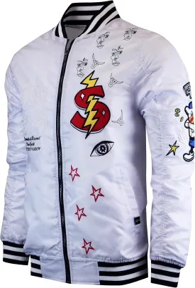 SCREENSHOT Hip-Hop Urban NYC Fashion Bomber Jacket - Modern Outdoor Lightweight Streetwear Graffiti Print Zip Up Top