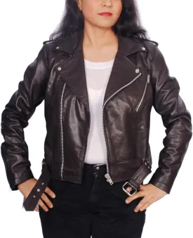 SID Women's Lambskin Leather Biker Black Jacket