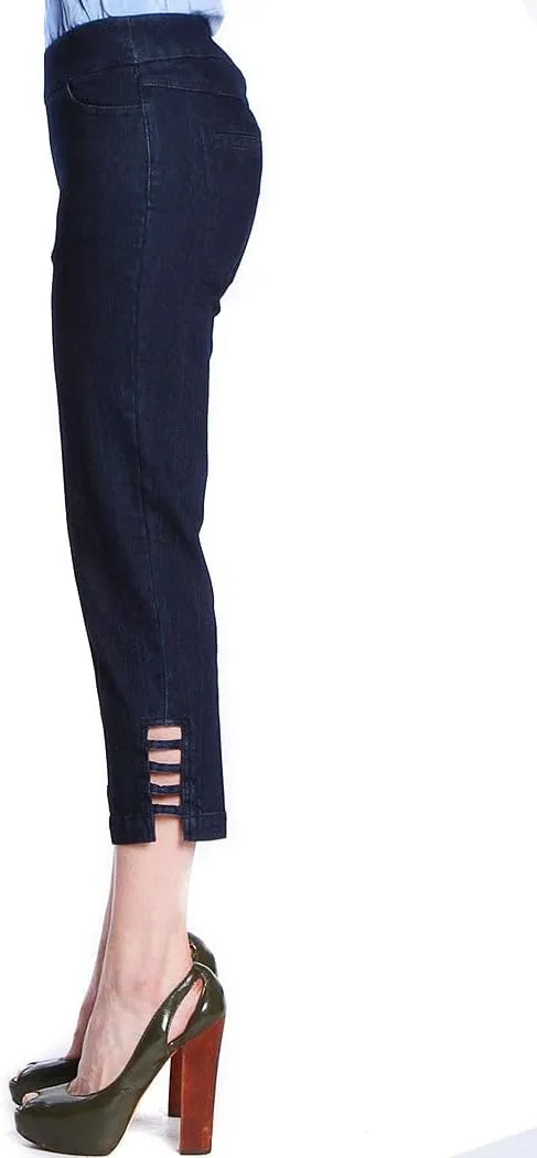 SLIM-SATION Women's Pull on Solid Crop with Real Front & Back Pockets & Straps