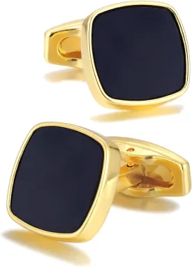 Square Cufflinks for Men Black Cuff Links Black Gold Classic for Wedding Business Groom Best Man