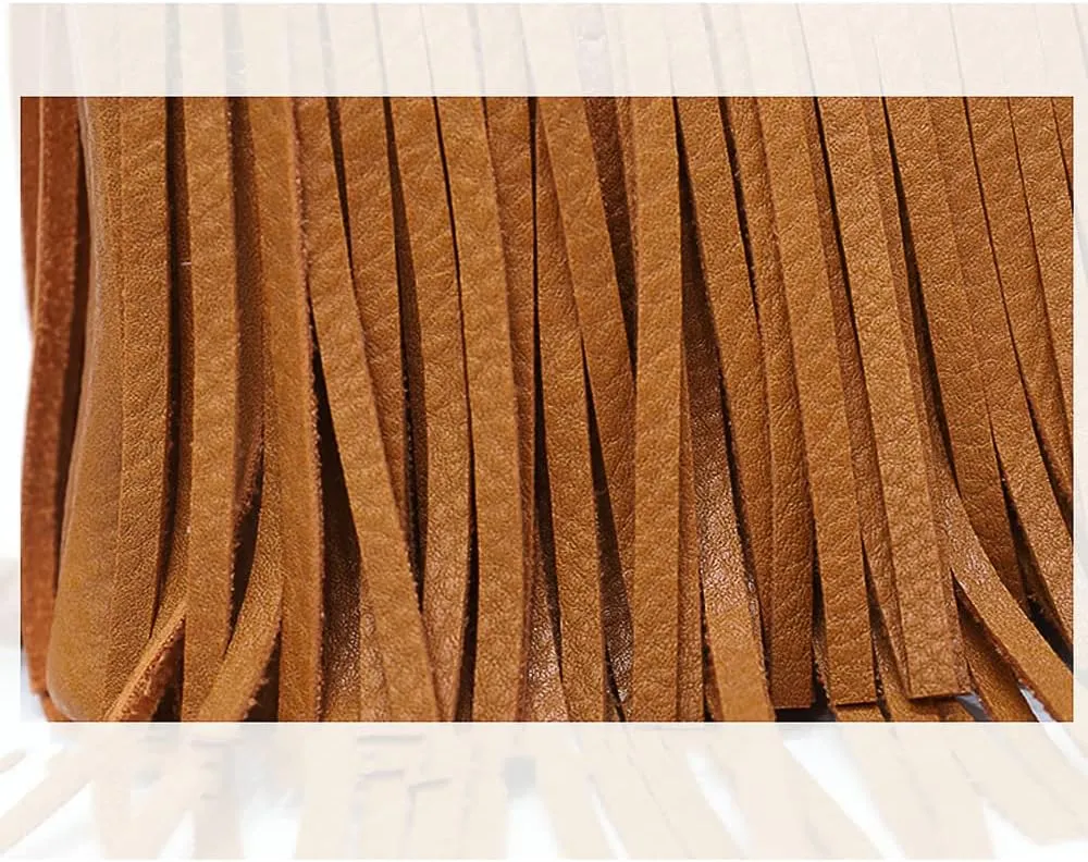 Stylish Fringe Crossbody Bag Bohemian Sling Bag Brown Lightweight Purse Hippie Small Shoulder bagTassel Leather