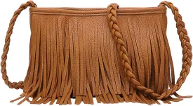 Stylish Fringe Crossbody Bag Bohemian Sling Bag Brown Lightweight Purse Hippie Small Shoulder bagTassel Leather