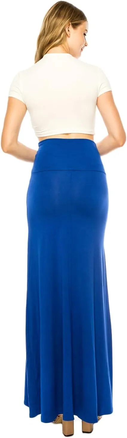 URBAN K Womens Basic Foldable High Waist Regular and Plus Size Maxi Skirts