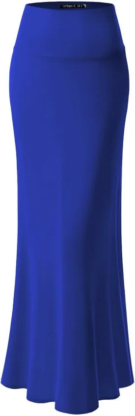 URBAN K Womens Basic Foldable High Waist Regular and Plus Size Maxi Skirts