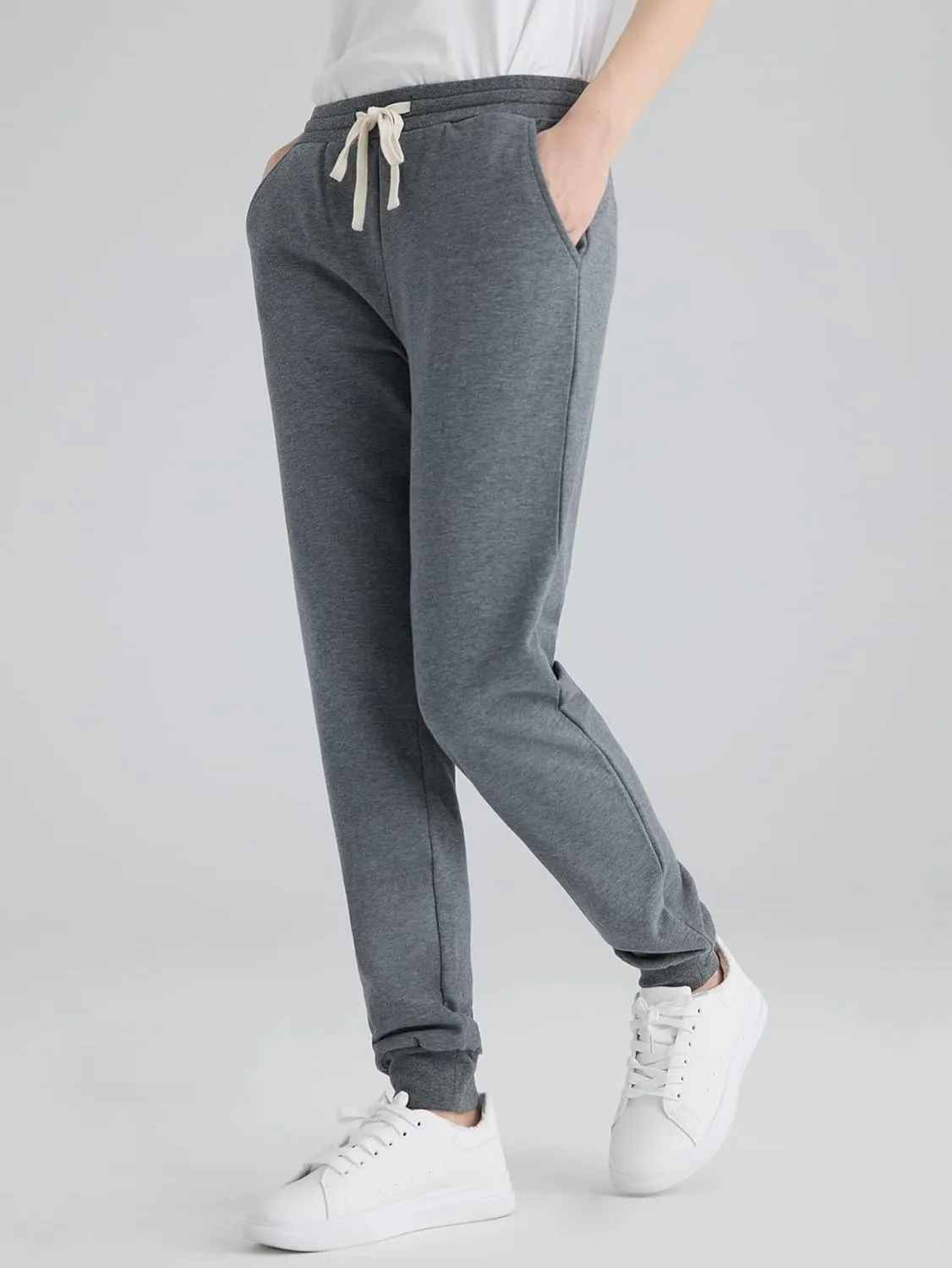 Weintee Women's Petite Joggers Cotton Sweatpants with Pockets