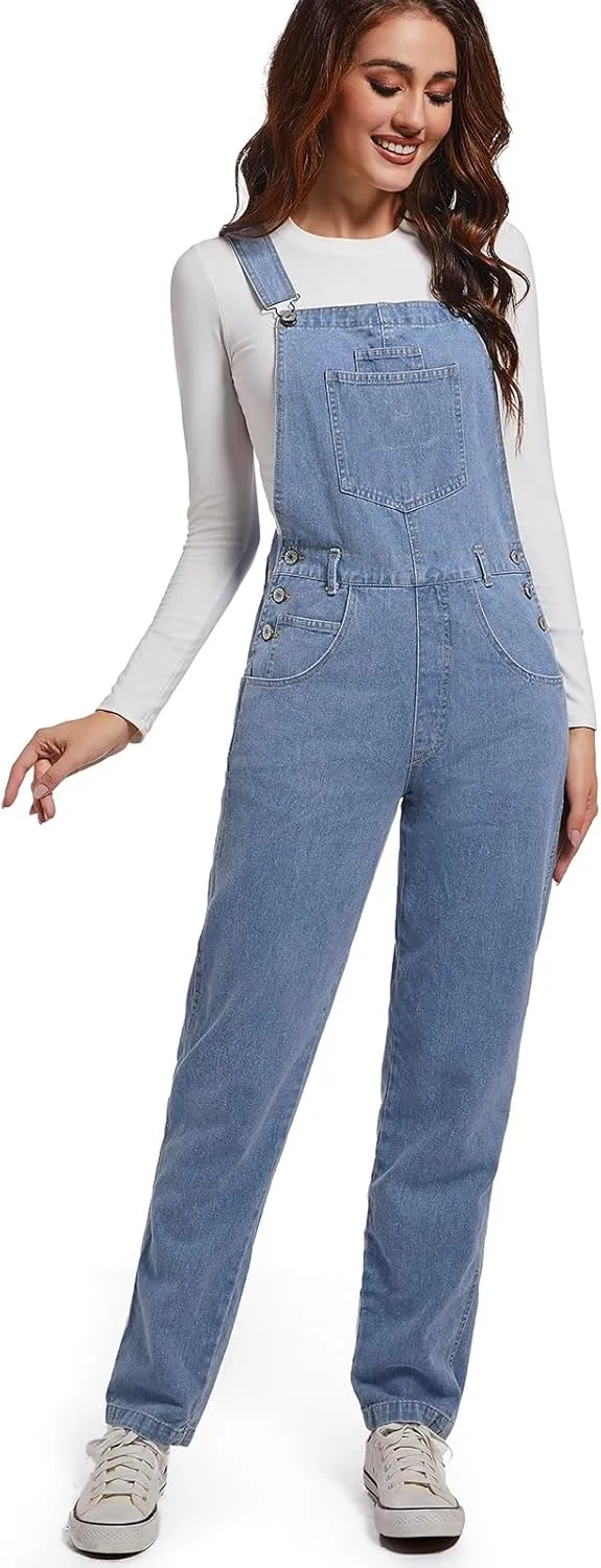 Women Denim Overalls Jean Bib 90s Retro Dungaree Ladies Loose Fit Fashion Cotton Casual Relaxed Jumpsuit