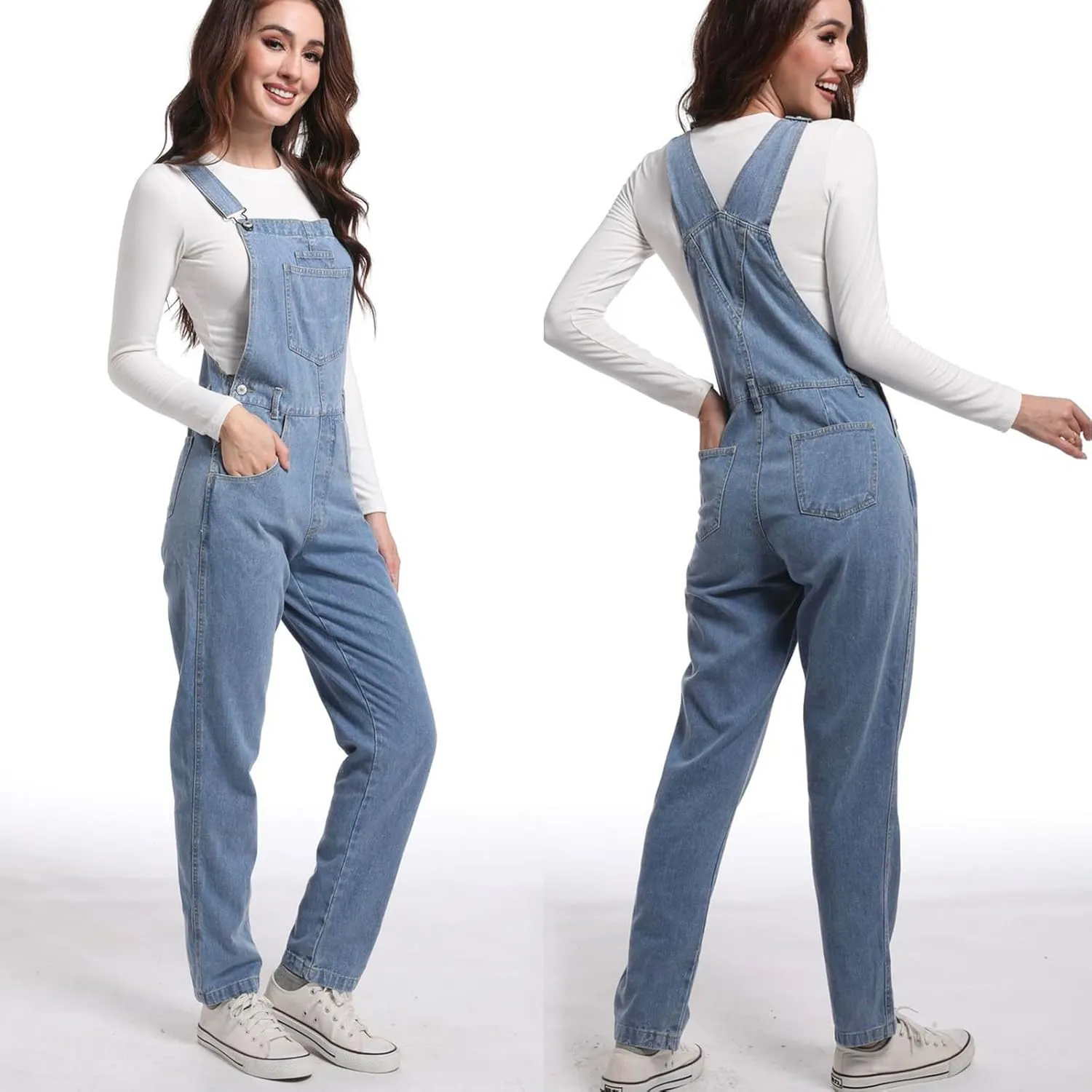 Women Denim Overalls Jean Bib 90s Retro Dungaree Ladies Loose Fit Fashion Cotton Casual Relaxed Jumpsuit