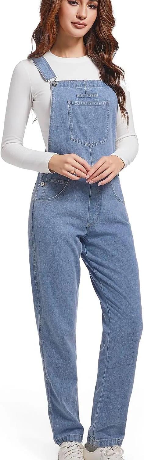 Women Denim Overalls Jean Bib 90s Retro Dungaree Ladies Loose Fit Fashion Cotton Casual Relaxed Jumpsuit