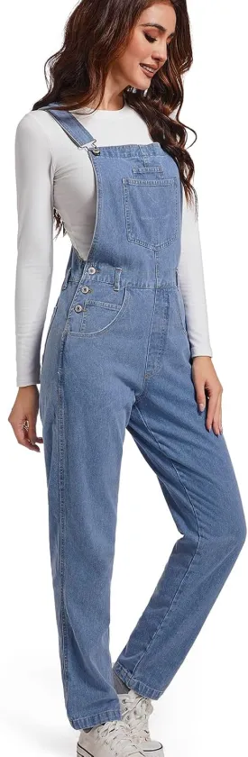 Women Denim Overalls Jean Bib 90s Retro Dungaree Ladies Loose Fit Fashion Cotton Casual Relaxed Jumpsuit