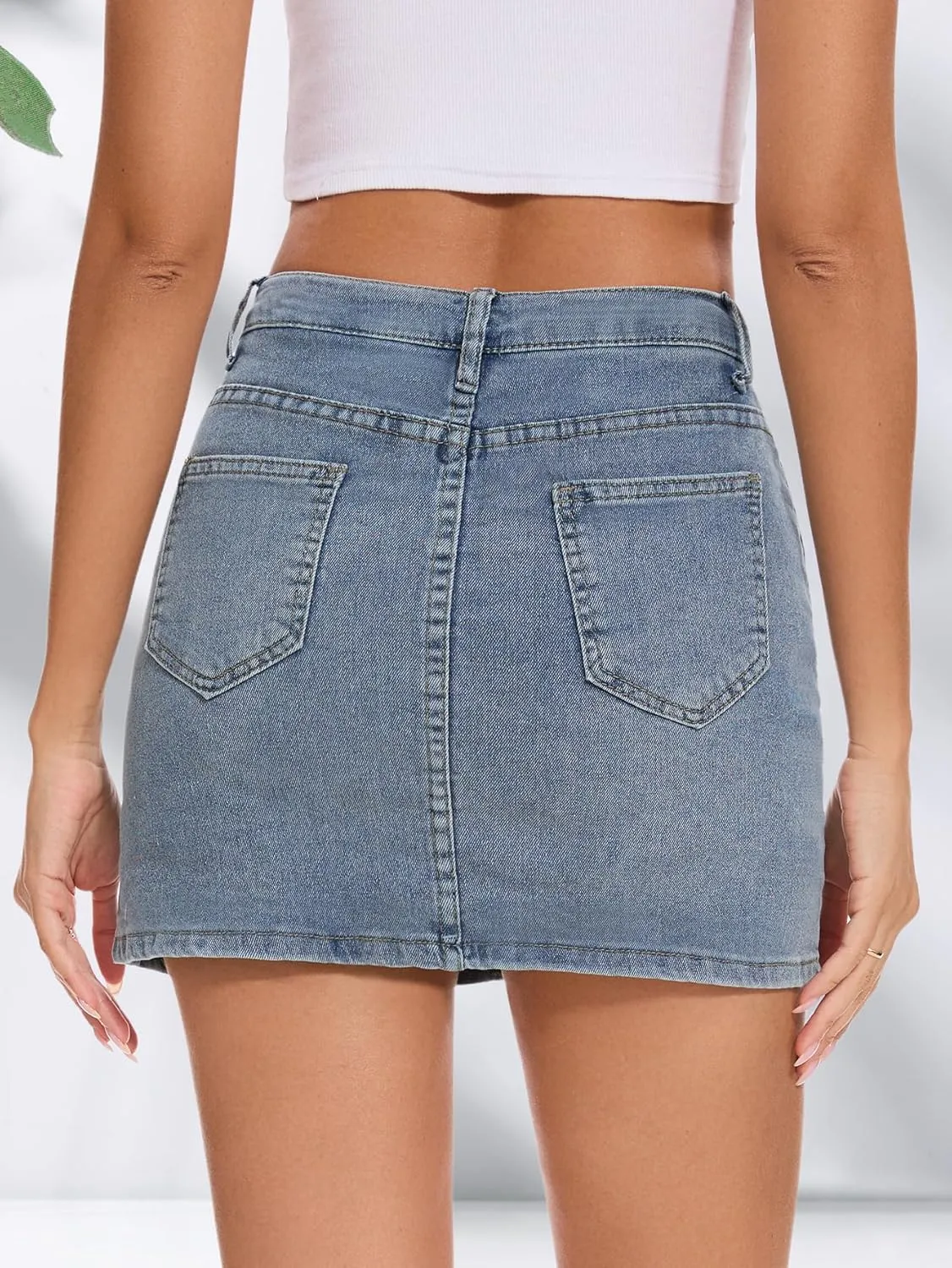 Womens Mini Skirt Side Slit Denim Skort High Waisted Denim Skirt with Shorts Underneath Mini Jean Skirt