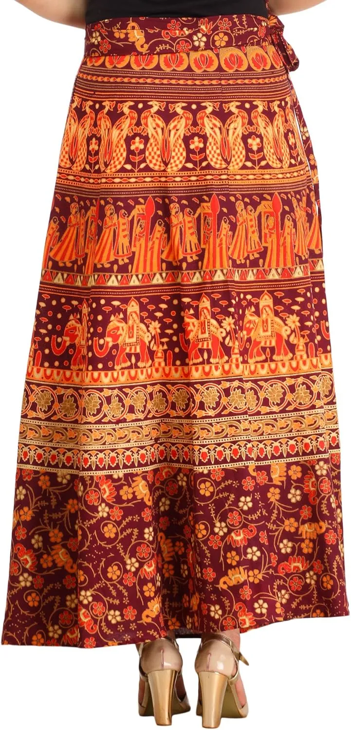 Wrap-Around Long Skirt with Printed Weddin