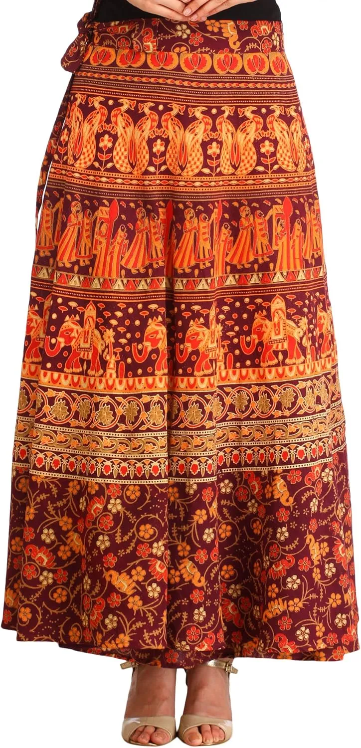 Wrap-Around Long Skirt with Printed Weddin